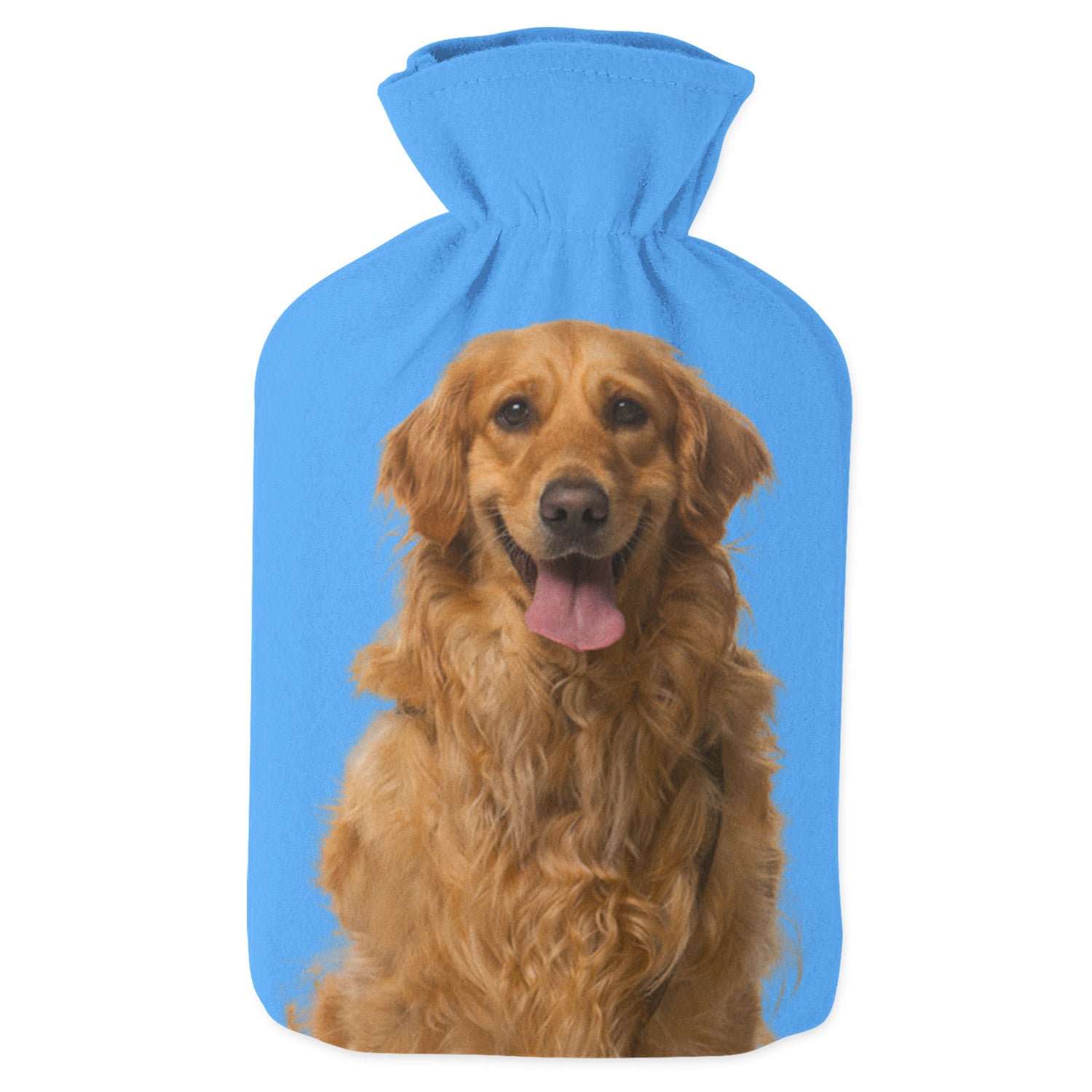 blue personalised dog hot water bottle