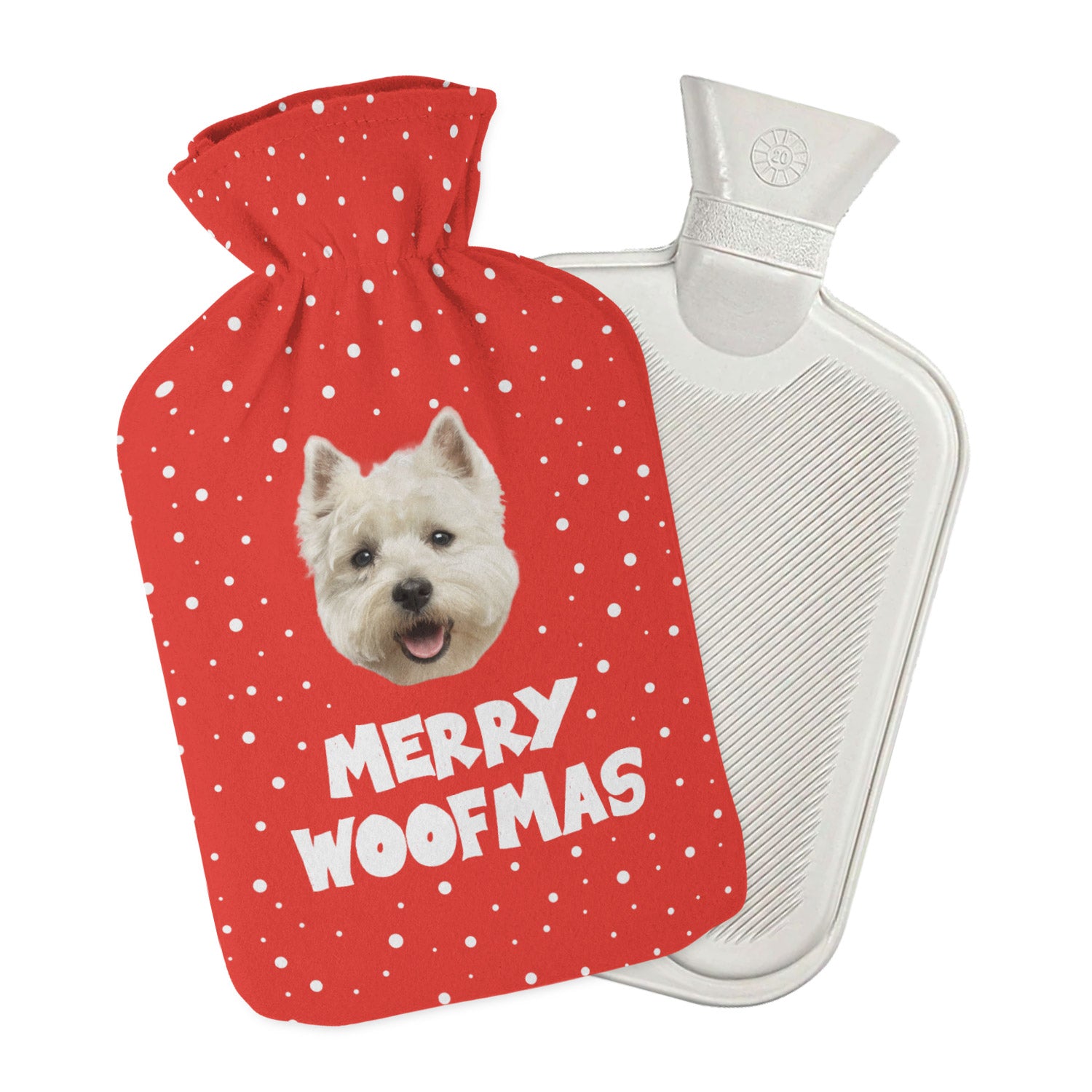 merry christmas dog hot water bottle