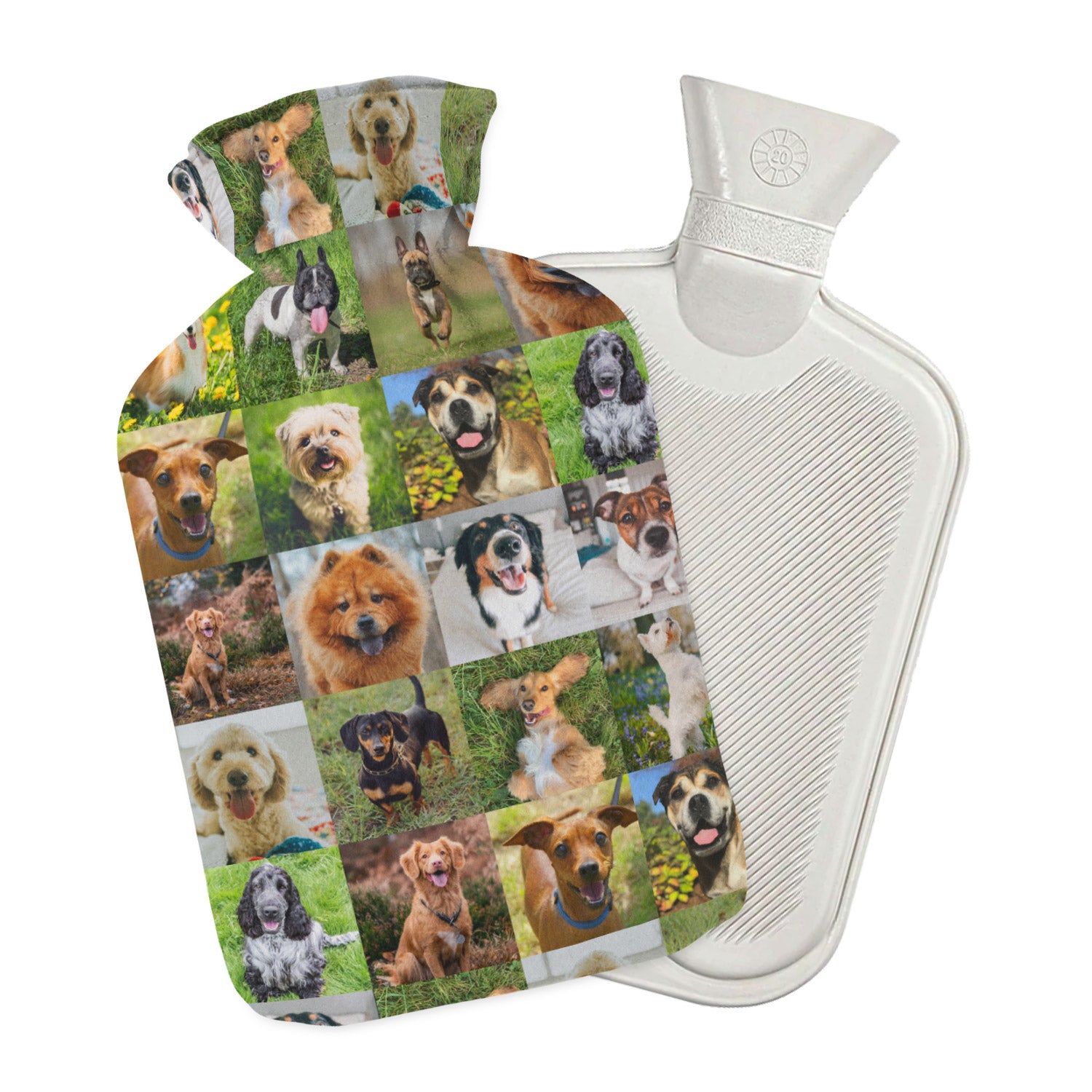 photo collage personalised dog hot water bottle