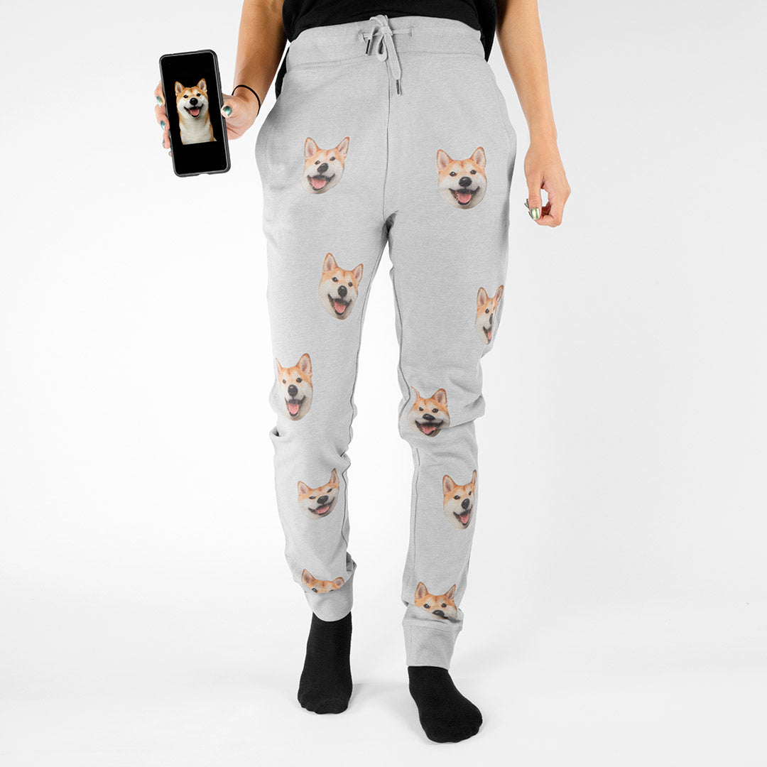 Personalised Ladies Jogger Bottoms With Dog Face