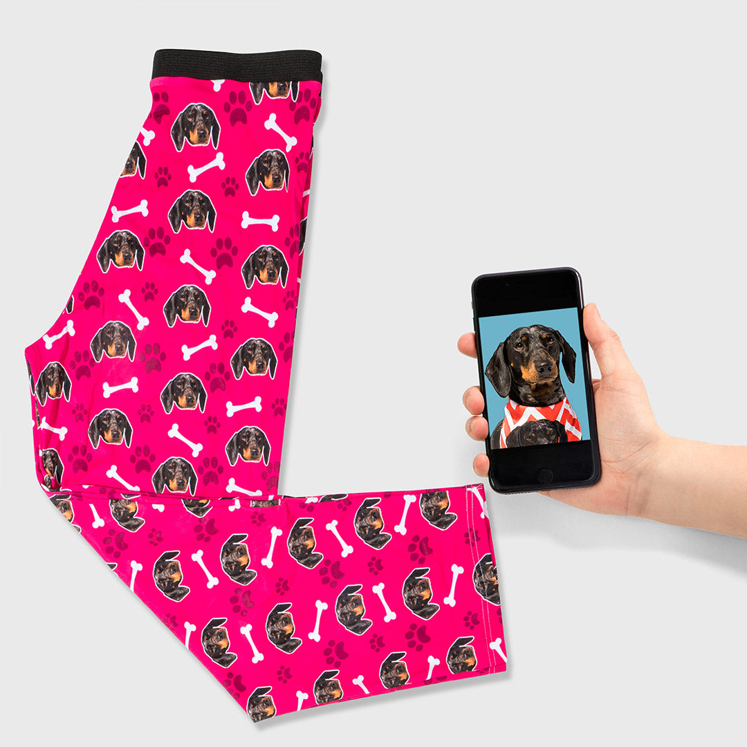 Ladies Pattern Dog Photo Lounge Bottoms