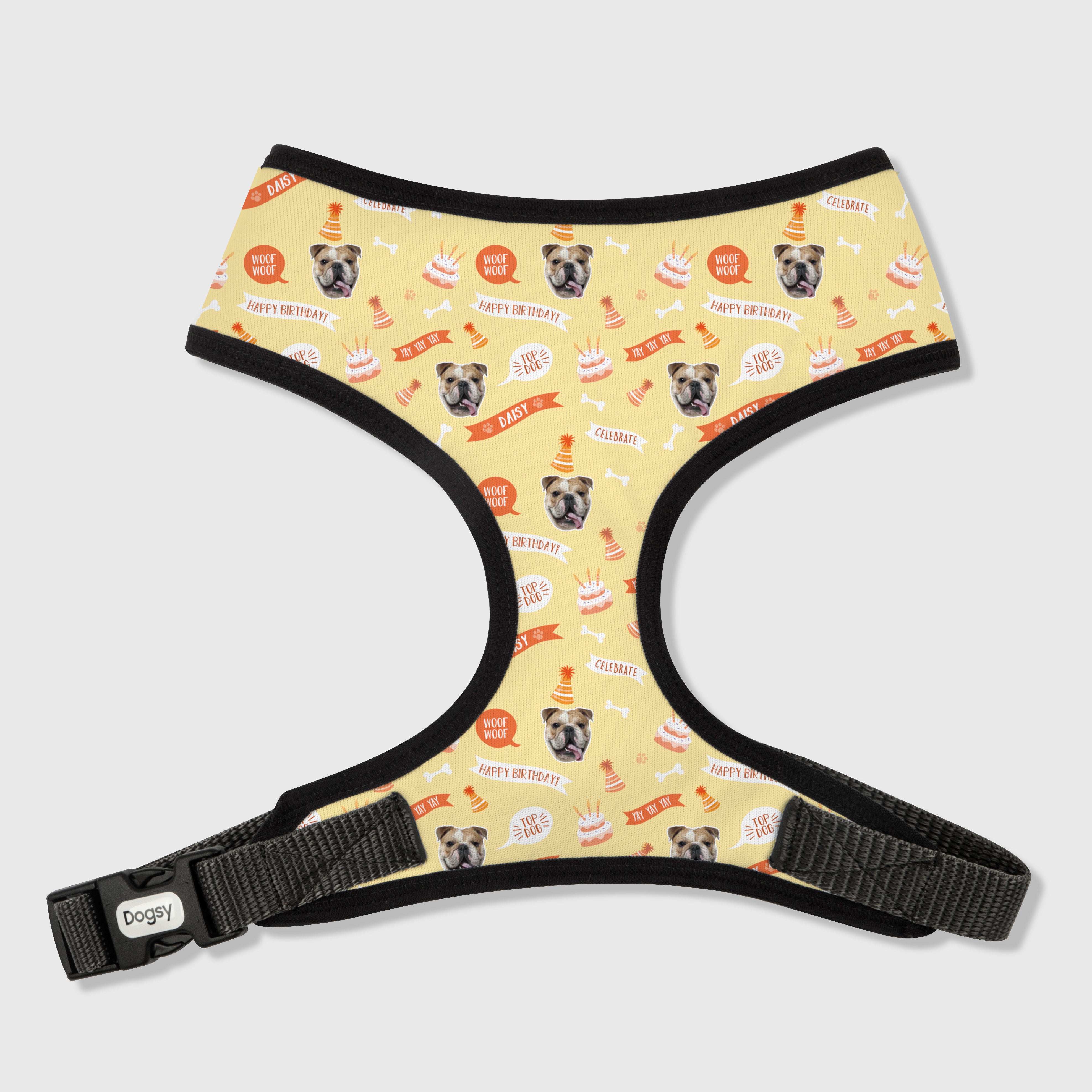 Happy Birthday Dog Harness With Face On