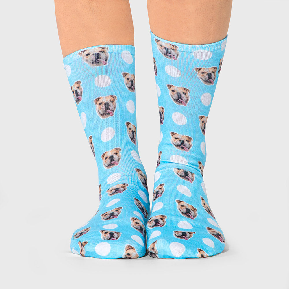 Personalised Polka Dot Dog Photo Socks