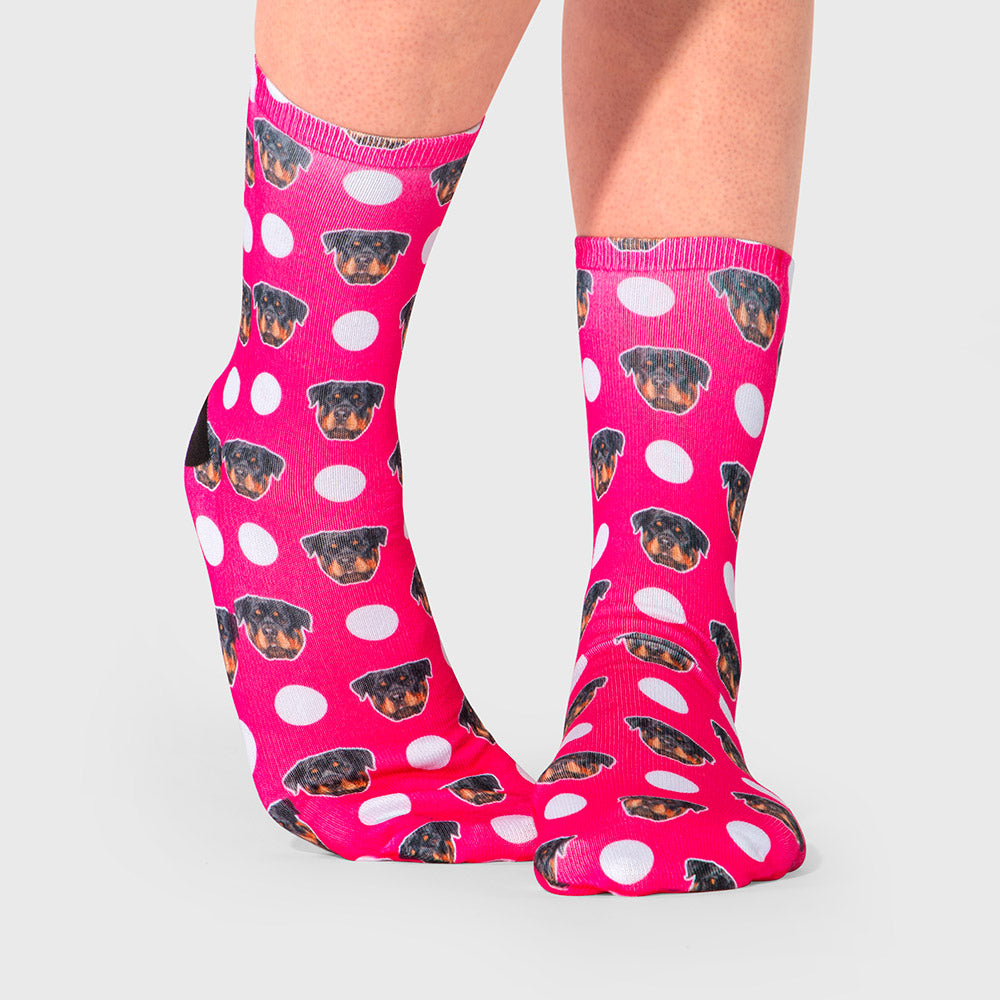 Hot Pink Polka Dog Socks