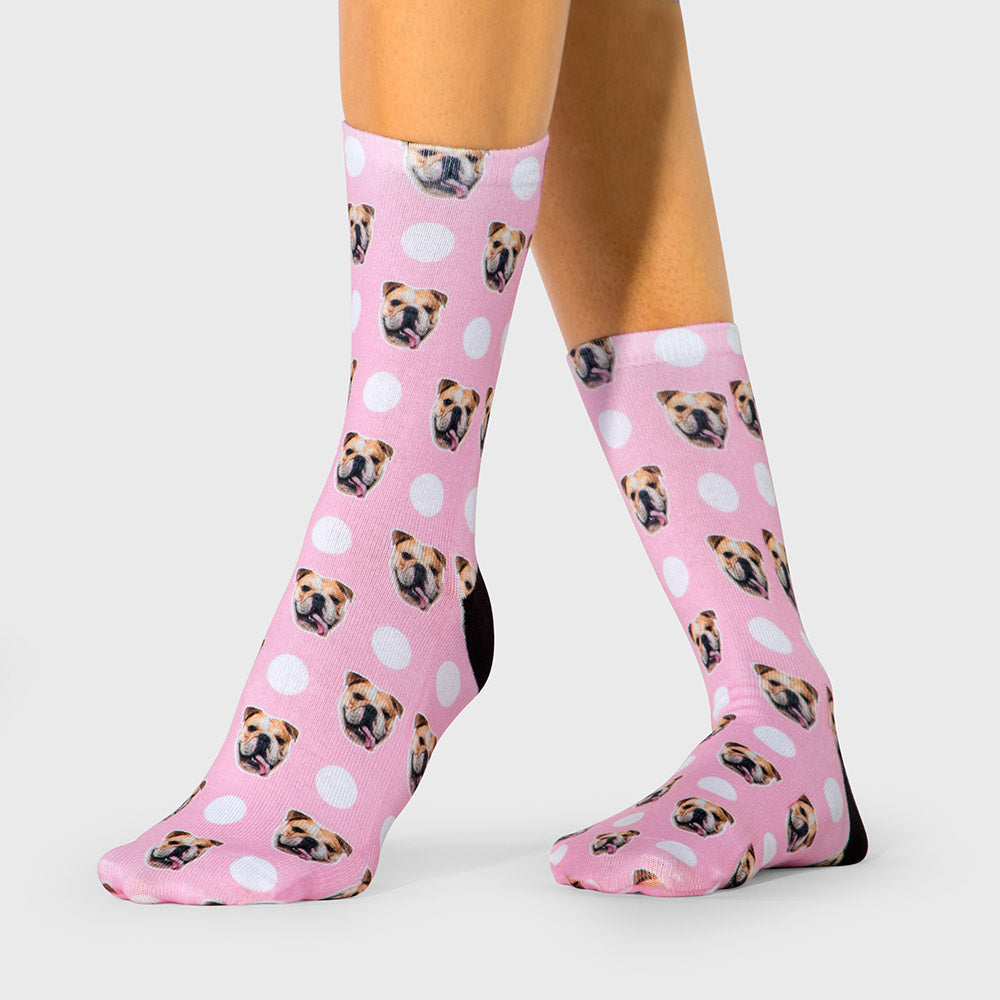 Custom Photo On Polka Dog Socks