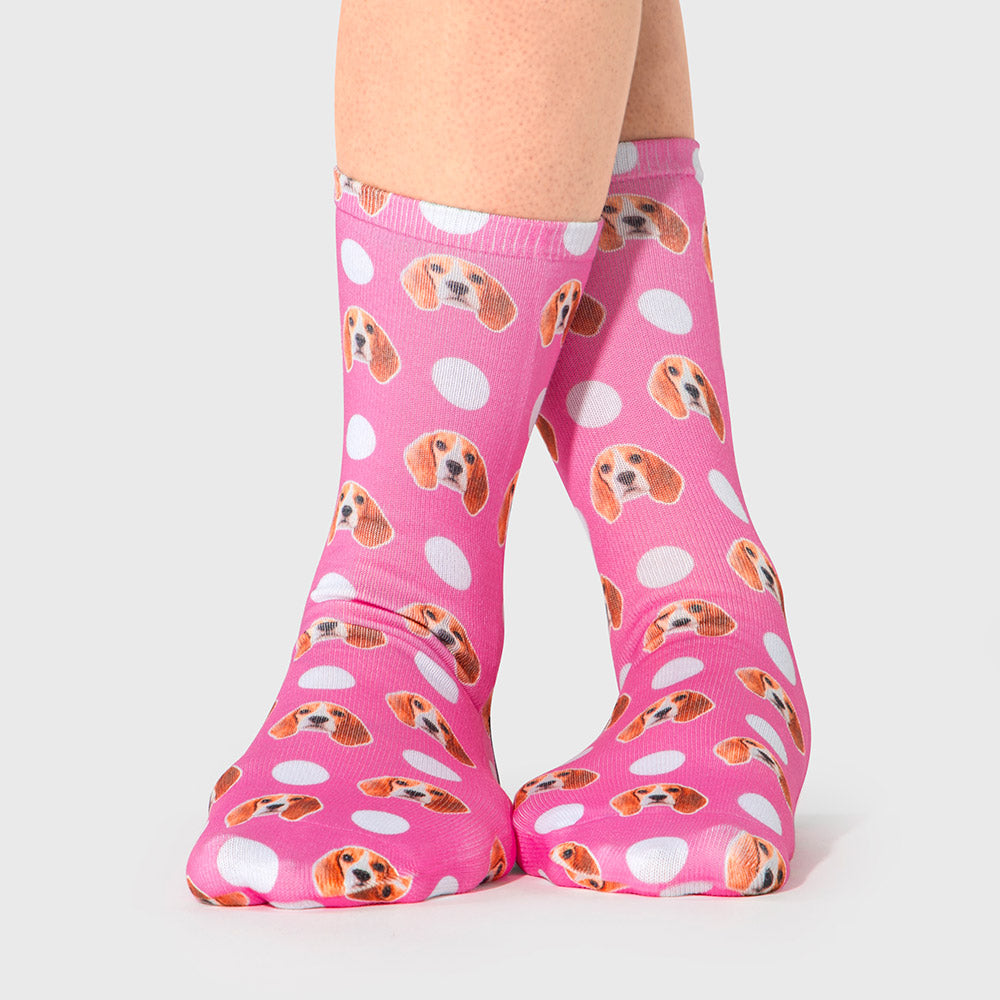 Polka Dog Pink Socks