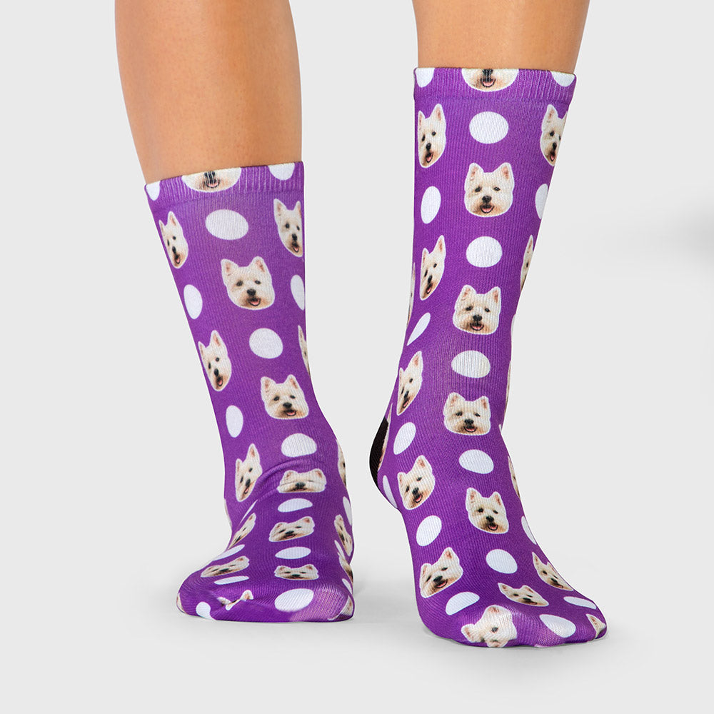 Polka Dog Socks With Photo On