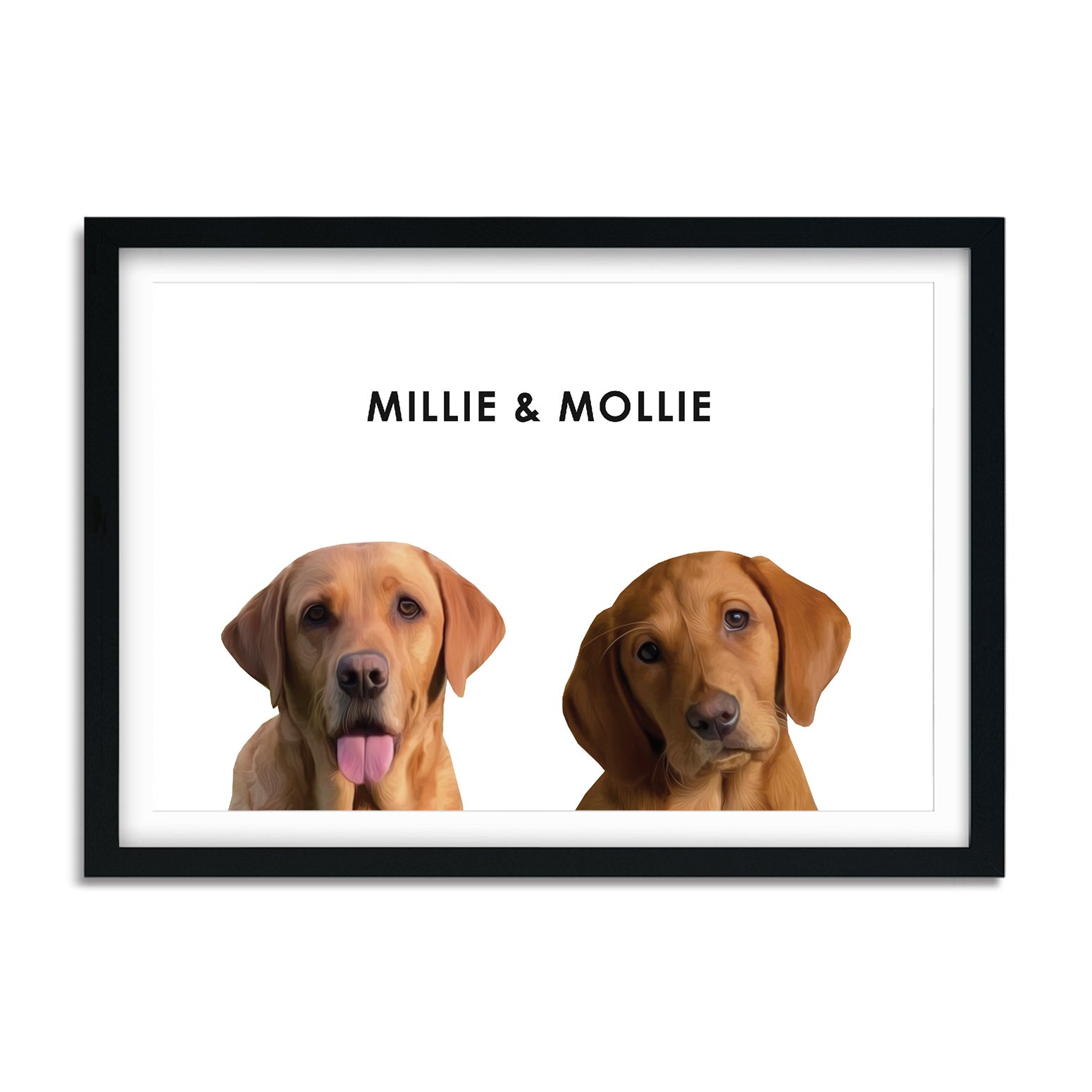 Custom Dog Portrait featuring 2 or 3 dogs