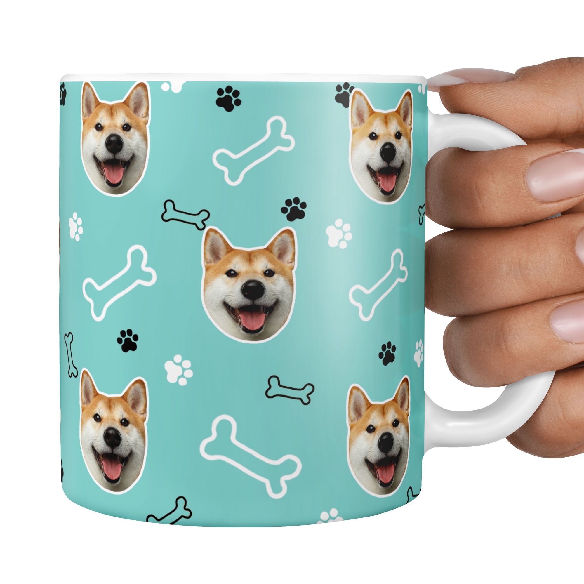 personalised dog mug with bone design