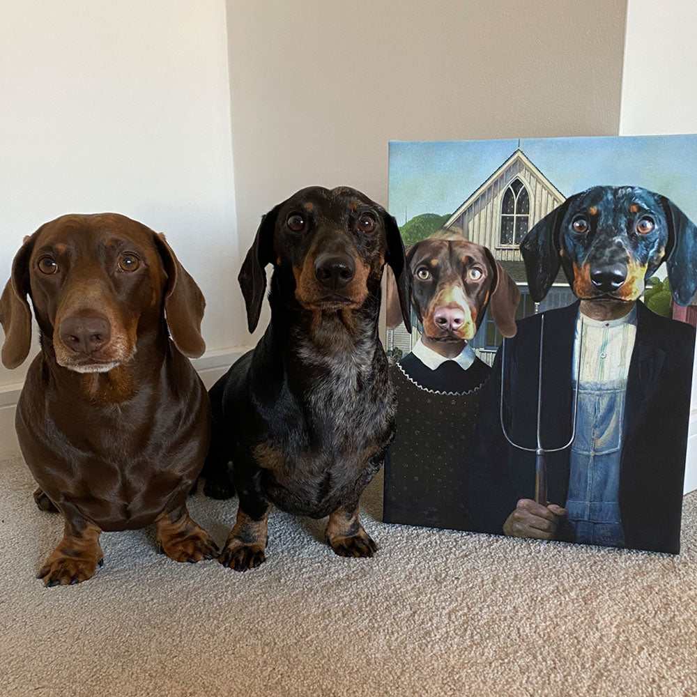 Gothic Couple Dog Portrait