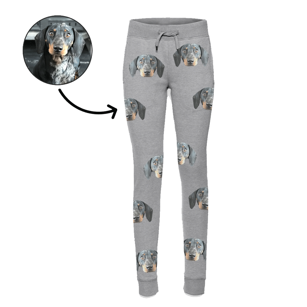Dog Face On Ladies Jogger Bottoms