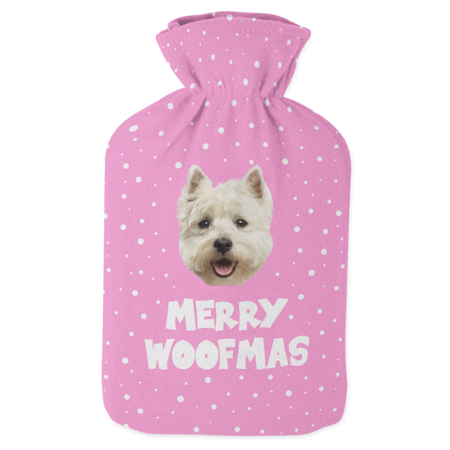 pink personalised dog hot water bottle